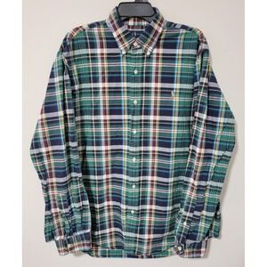 Ralph Lauren Classic Fit Oxford Button Down Shirt Mens XL Green Plaid Flesh Pony